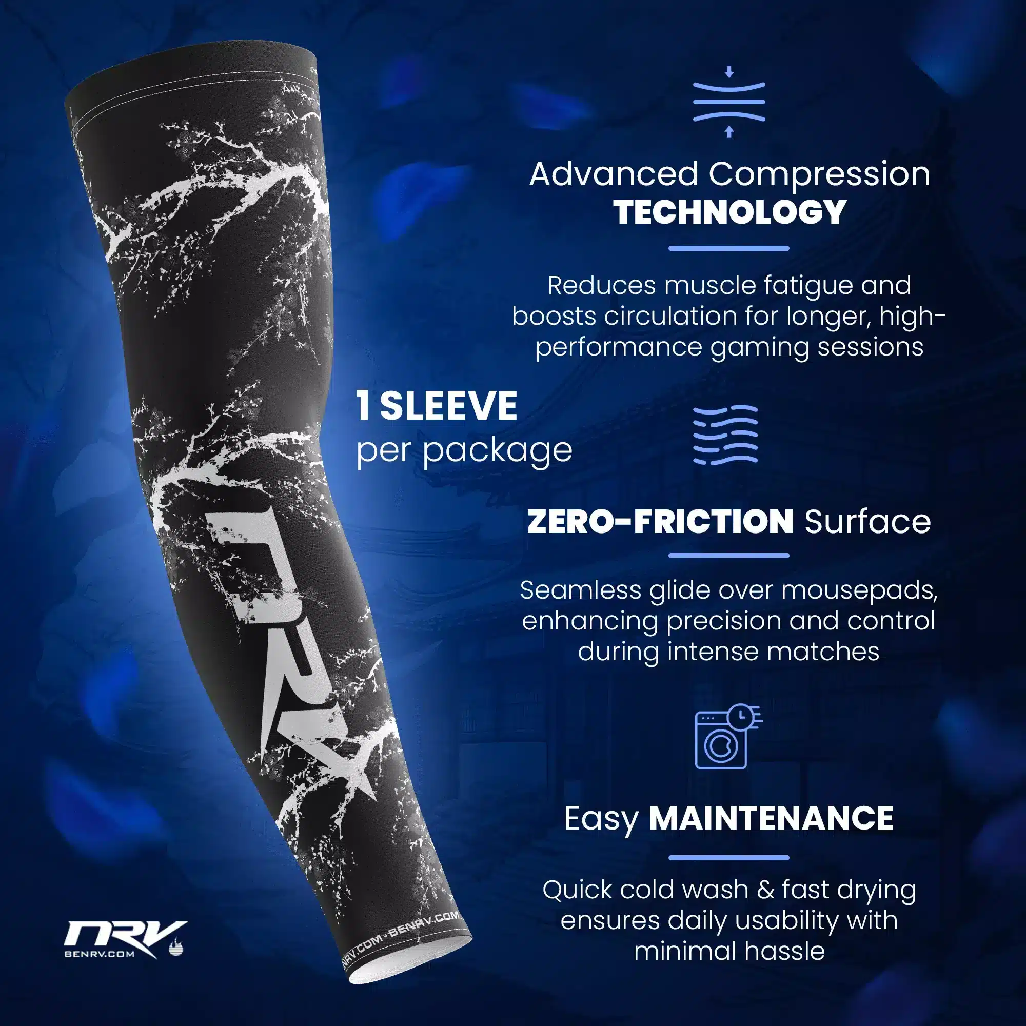 02-Sakura Dark White NRV Gaming Sleeve Esport Performance Material