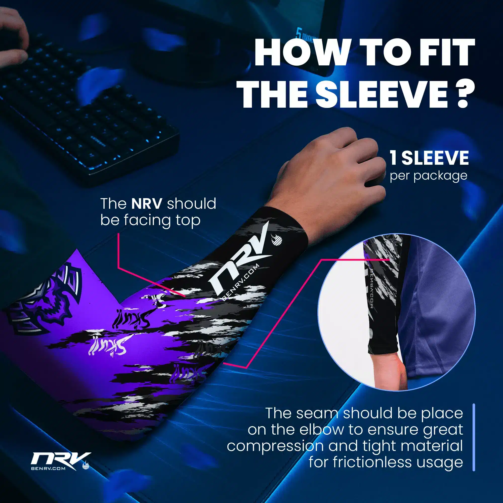 06-Samurai NRV Gaming Arm Sleeve how to wear